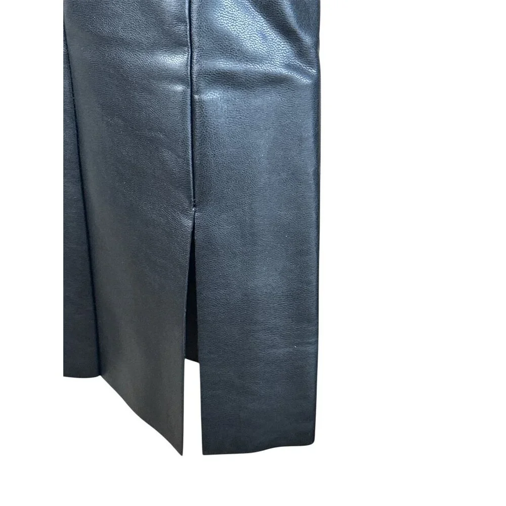 Norma Kamali Black High-Waist Faux Leather Split-Leg Leggings - Picture 7 of 16